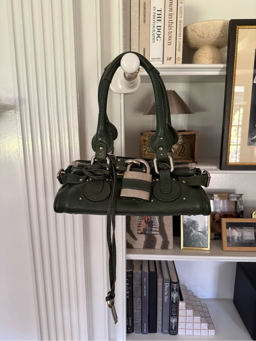 CHLOE Paddington Bag Small Green Silver Satchel Tote Phoebe Philo Y2K - Picture 4 of 14